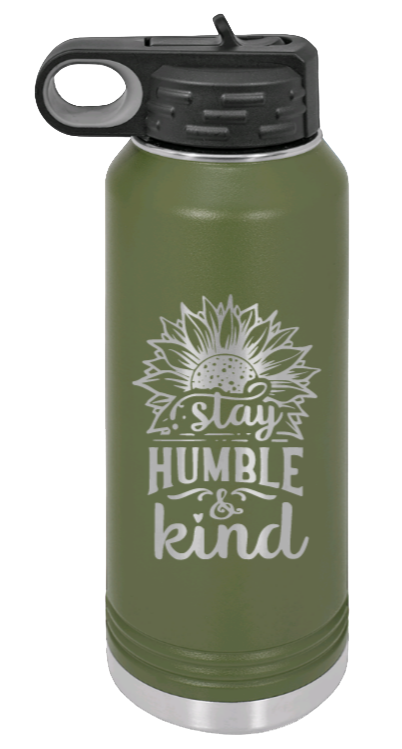 Humble and Kind - 32oz Water Bottle Laser Engraved- Olive