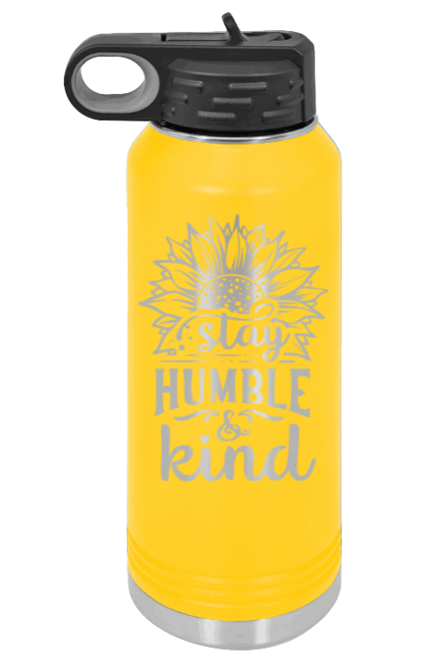 Humble and Kind - 32oz Water Bottle Laser Engraved- Yellow