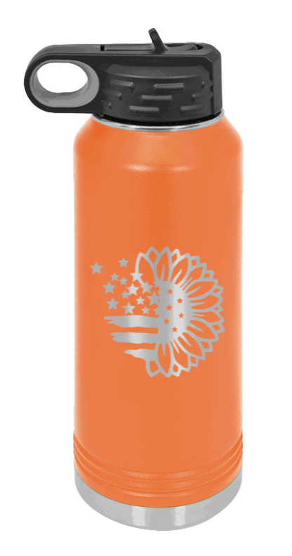 Sunflower Flag - 32oz Water Bottle Laser Engraved- Orange