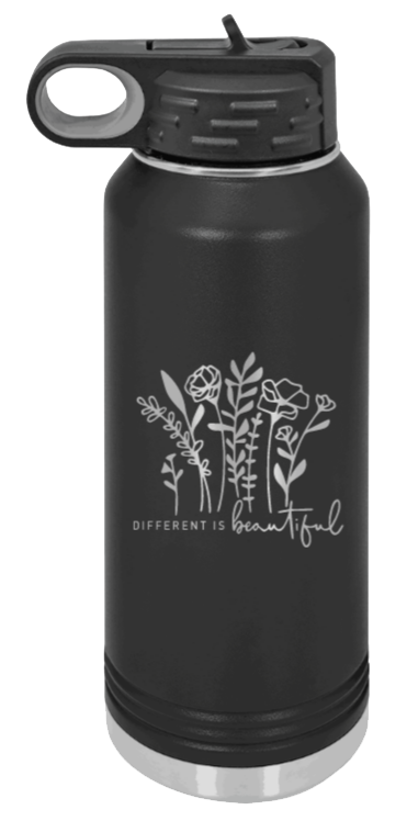 Different Is Beautiful - 32oz Water Bottle Laser Engraved- Black