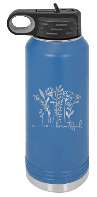 Different Is Beautiful - 32oz Water Bottle Laser Engraved- Royal Blue