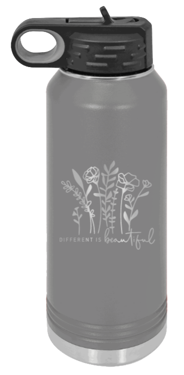 Different Is Beautiful - 32oz Water Bottle Laser Engraved- Dark Grey
