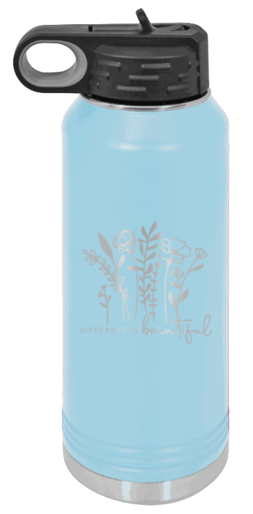 Different Is Beautiful - 32oz Water Bottle Laser Engraved- Light Blue