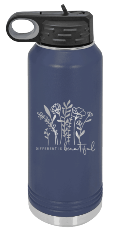 Different Is Beautiful - 32oz Water Bottle Laser Engraved- Navy