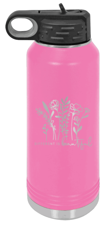 Different Is Beautiful - 32oz Water Bottle Laser Engraved- Pink