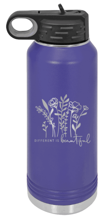 Different Is Beautiful - 32oz Water Bottle Laser Engraved- Purple