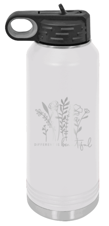Different Is Beautiful - 32oz Water Bottle Laser Engraved- White