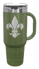 Load image into Gallery viewer, Fleur De Lis 40oz Handle Mug Laser Engraved
