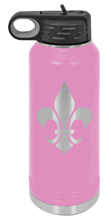 Fleur-de-lis - 32oz Water Bottle Laser Engraved- Light Purple