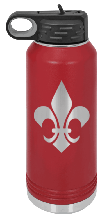 Fleur-de-lis - 32oz Water Bottle Laser Engraved- Maroon