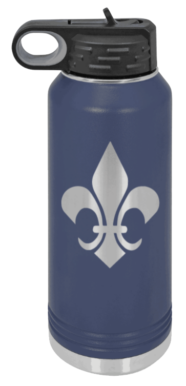 Fleur-de-lis - 32oz Water Bottle Laser Engraved- Navy