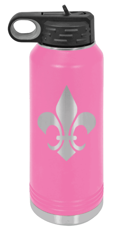 Fleur-de-lis - 32oz Water Bottle Laser Engraved- Pink
