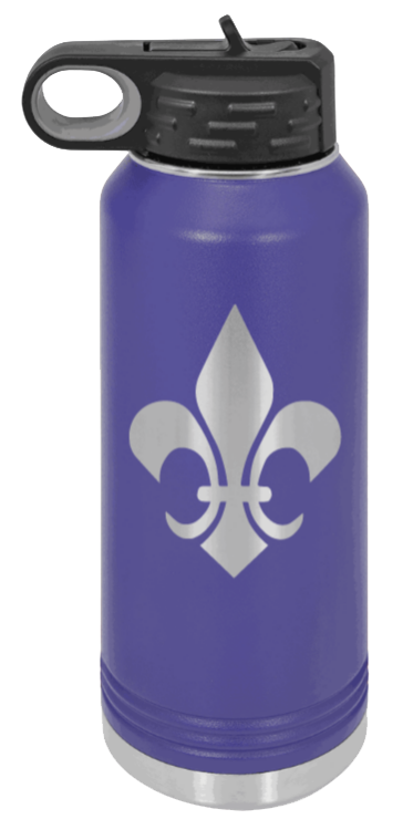 Fleur-de-lis - 32oz Water Bottle Laser Engraved- Purple