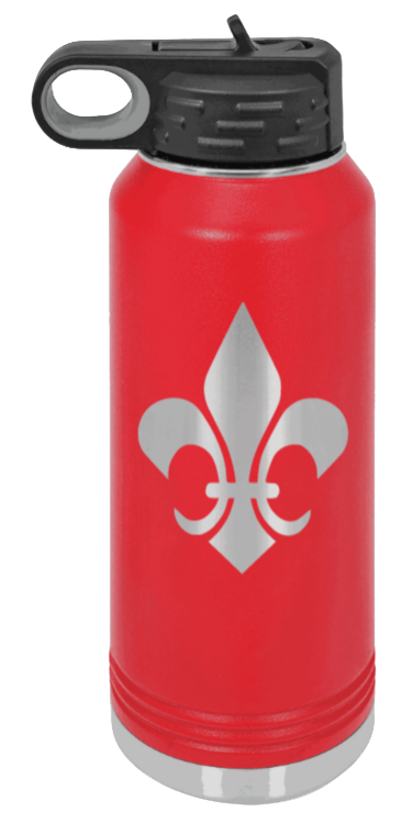 Fleur-de-lis - 32oz Water Bottle Laser Engraved- Red