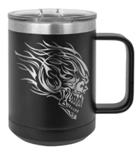 Load image into Gallery viewer, Skull with Flames Laser Engraved Mug (Etched)

