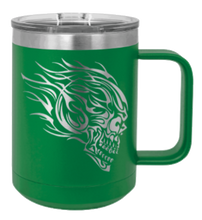 Load image into Gallery viewer, Skull with Flames Laser Engraved Mug (Etched)
