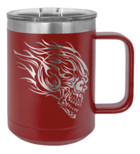 Load image into Gallery viewer, Skull with Flames Laser Engraved Mug (Etched)
