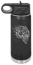 Load image into Gallery viewer, Skull With Flames Laser Engraved Water Bottle
