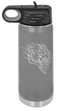 Load image into Gallery viewer, Skull With Flames Laser Engraved Water Bottle
