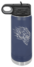 Load image into Gallery viewer, Skull With Flames Laser Engraved Water Bottle
