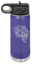 Load image into Gallery viewer, Skull With Flames Laser Engraved Water Bottle
