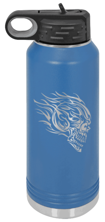 Skull - 32oz Water Bottle Laser Engraved- Royal Blue