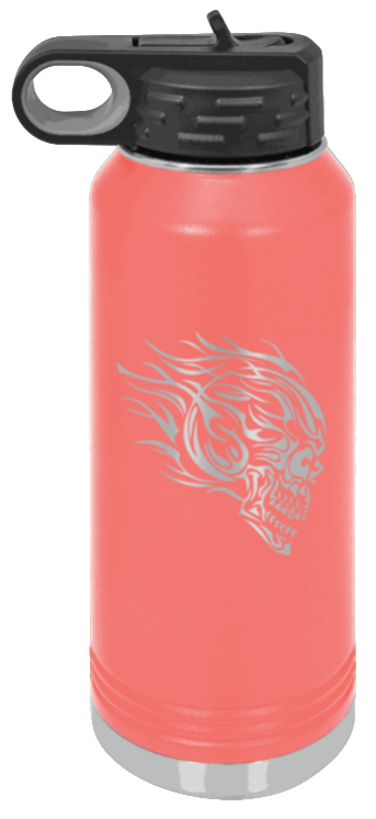 Skull - 32oz Water Bottle Laser Engraved- Coral