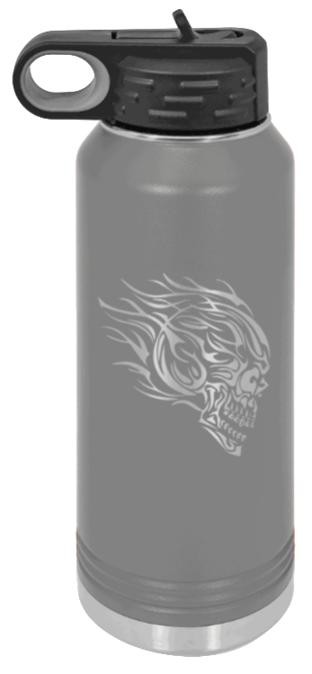 Skull - 32oz Water Bottle Laser Engraved- Dark Grey
