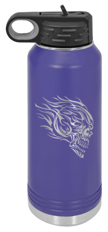 Skull - 32oz Water Bottle Laser Engraved- Purple