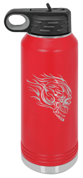Skull - 32oz Water Bottle Laser Engraved- Red