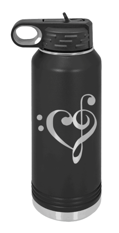 Love Music - 32oz Water Bottle Laser Engraved- Black