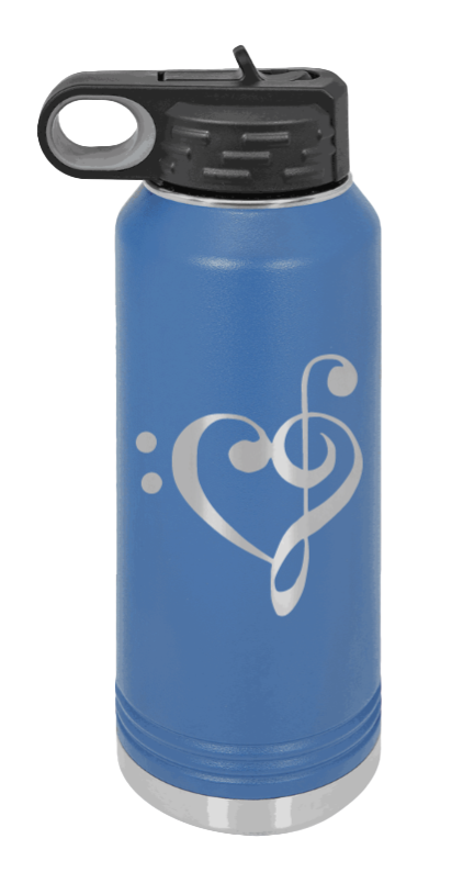 Love Music - 32oz Water Bottle Laser Engraved- Royal Blue