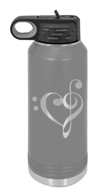 Love Music - 32oz Water Bottle Laser Engraved- Dark Grey