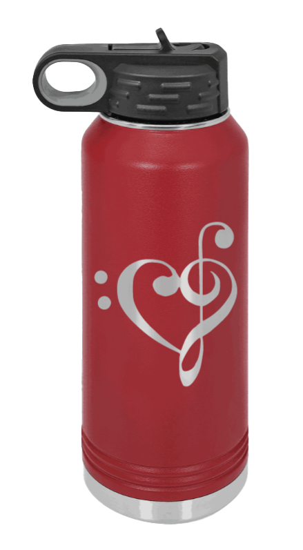 Love Music - 32oz Water Bottle Laser Engraved- Maroon
