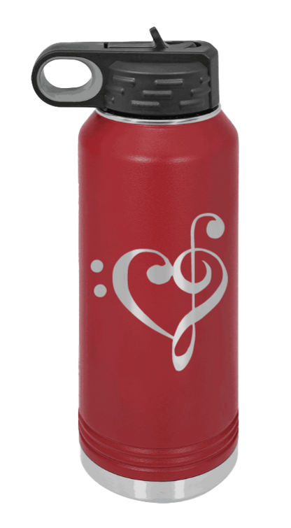 Love Music - 32oz Water Bottle Laser Engraved- Maroon