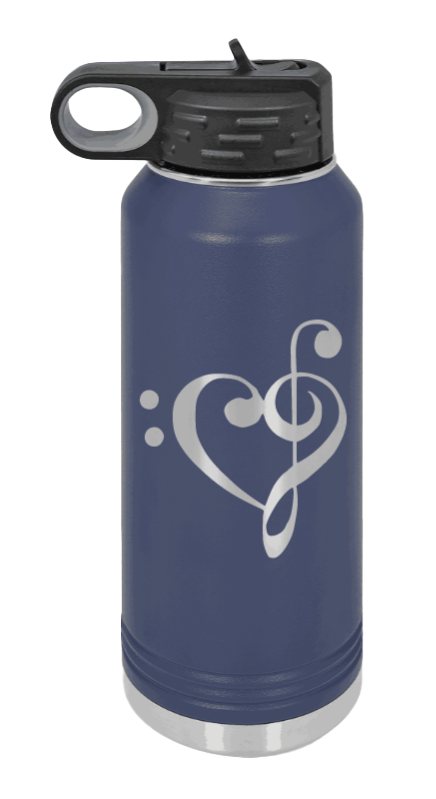 Love Music - 32oz Water Bottle Laser Engraved- Navy