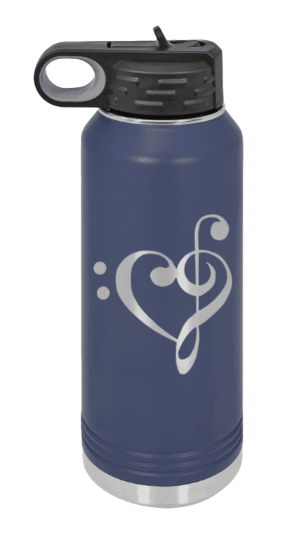 Love Music - 32oz Water Bottle Laser Engraved- Navy