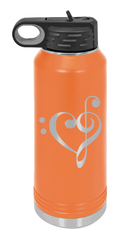 Love Music - 32oz Water Bottle Laser Engraved- Orange