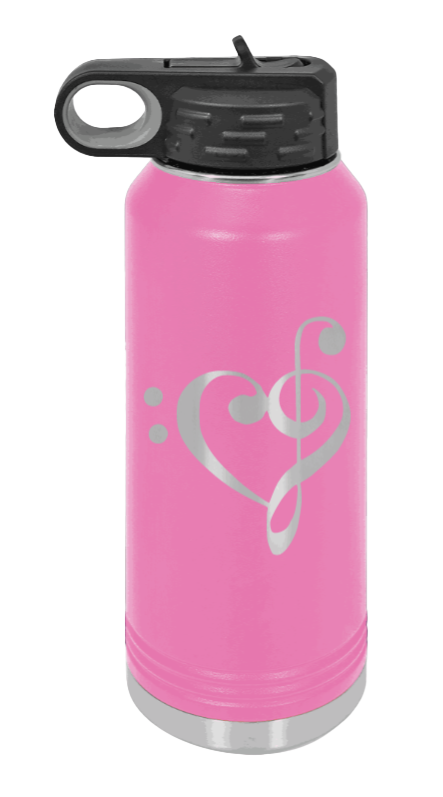 Love Music - 32oz Water Bottle Laser Engraved- Pink
