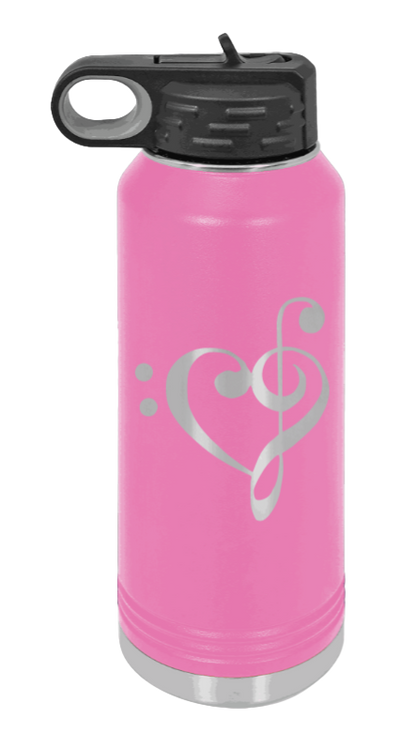 Love Music - 32oz Water Bottle Laser Engraved- Pink