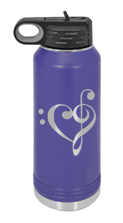 Love Music - 32oz Water Bottle Laser Engraved- Purple