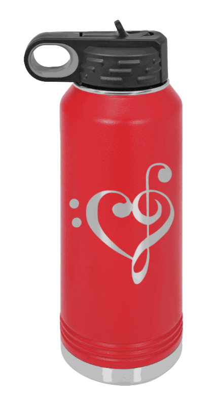 Love Music - 32oz Water Bottle Laser Engraved- Red