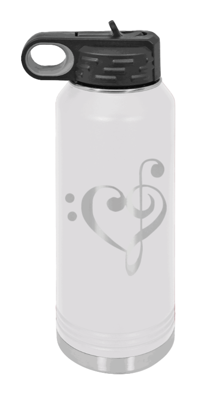 Love Music - 32oz Water Bottle Laser Engraved- White