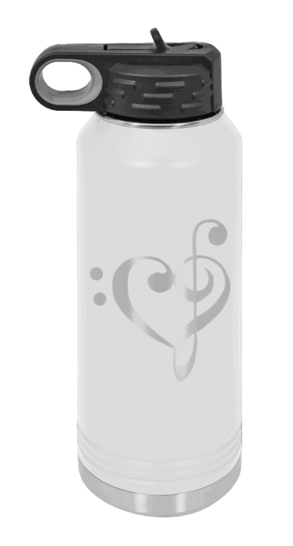 Love Music - 32oz Water Bottle Laser Engraved- White
