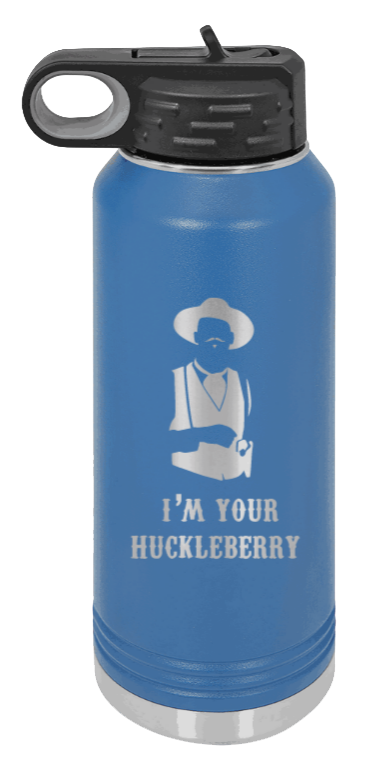 Tombstone 3 Huckleberry  - 32oz Water Bottle Laser Engraved- Royal Blue