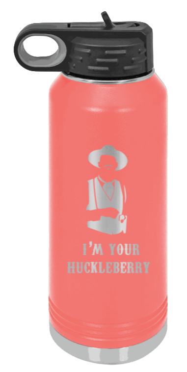 Tombstone 3 Huckleberry  - 32oz Water Bottle Laser Engraved- Coral