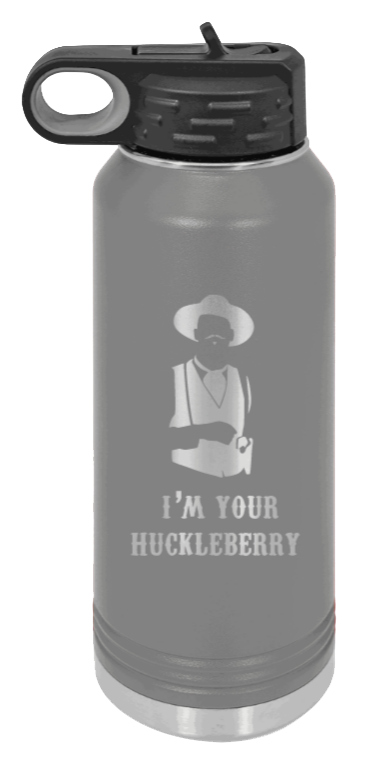 Tombstone 3 Huckleberry  - 32oz Water Bottle Laser Engraved- Dark Grey