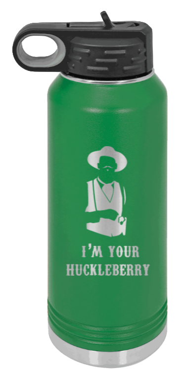 Tombstone 3 Huckleberry  - 32oz Water Bottle Laser Engraved- Green