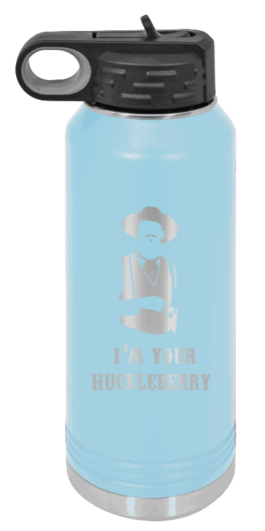 Tombstone 3 Huckleberry  - 32oz Water Bottle Laser Engraved- Light Blue