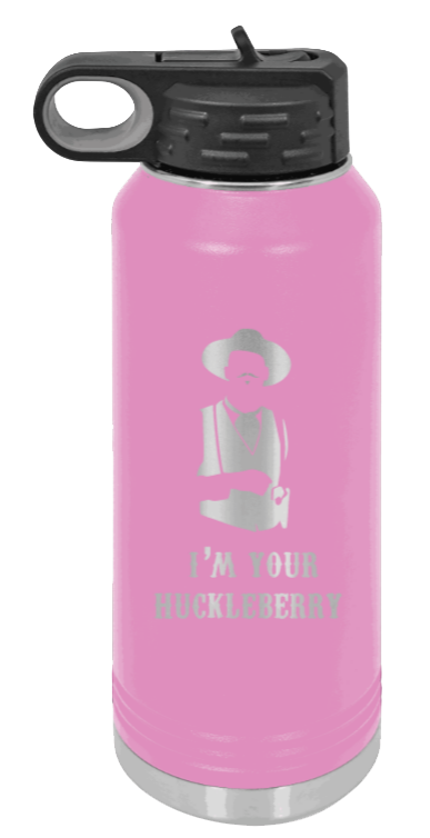 Tombstone 3 Huckleberry  - 32oz Water Bottle Laser Engraved- Light Purple